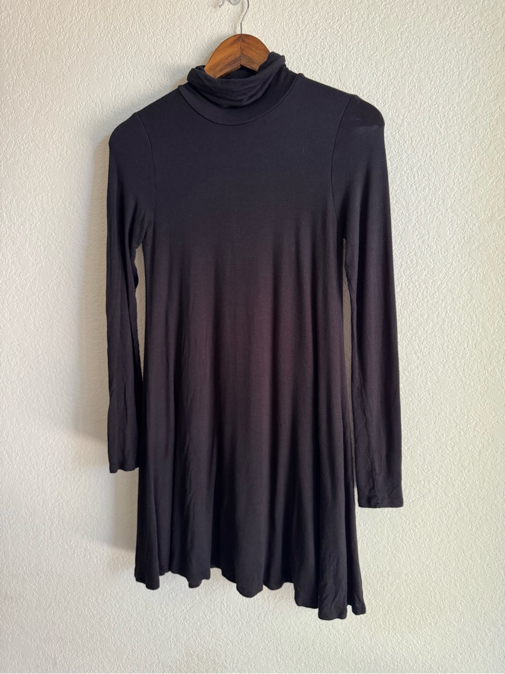 Lulus Black Turtleneck Long Sleeve Swing Dress XS